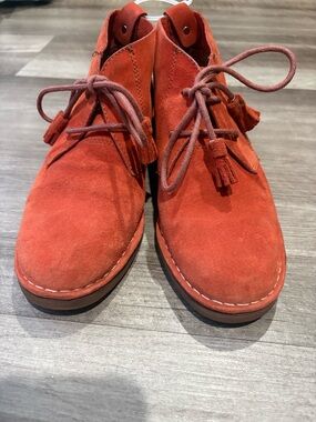 Hush Puppies Suede Lace-Up Boots in Rust Orange